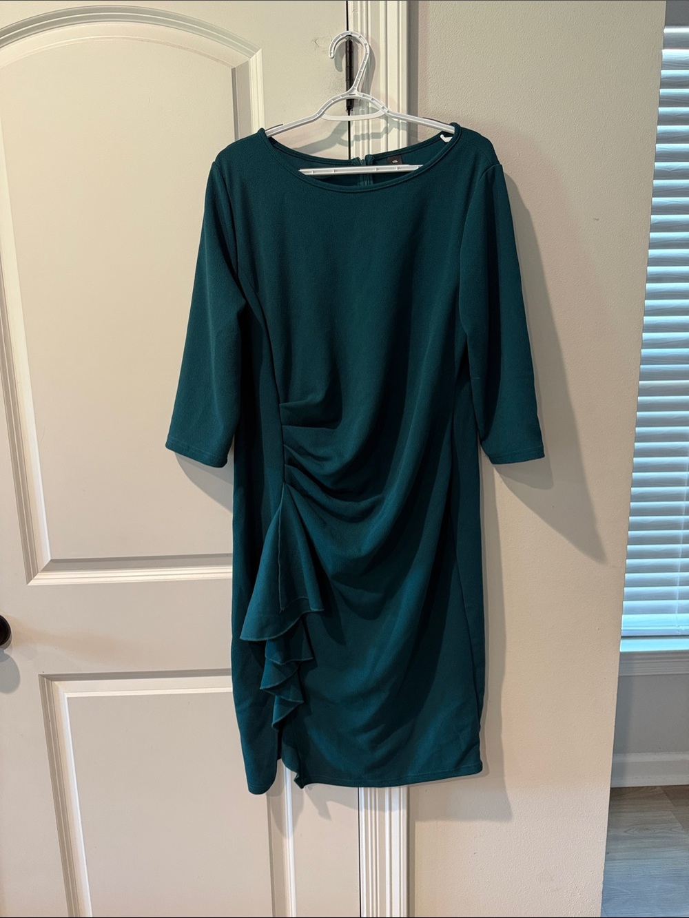 SHEIN Teal Ruffle-Accent Midi Dress